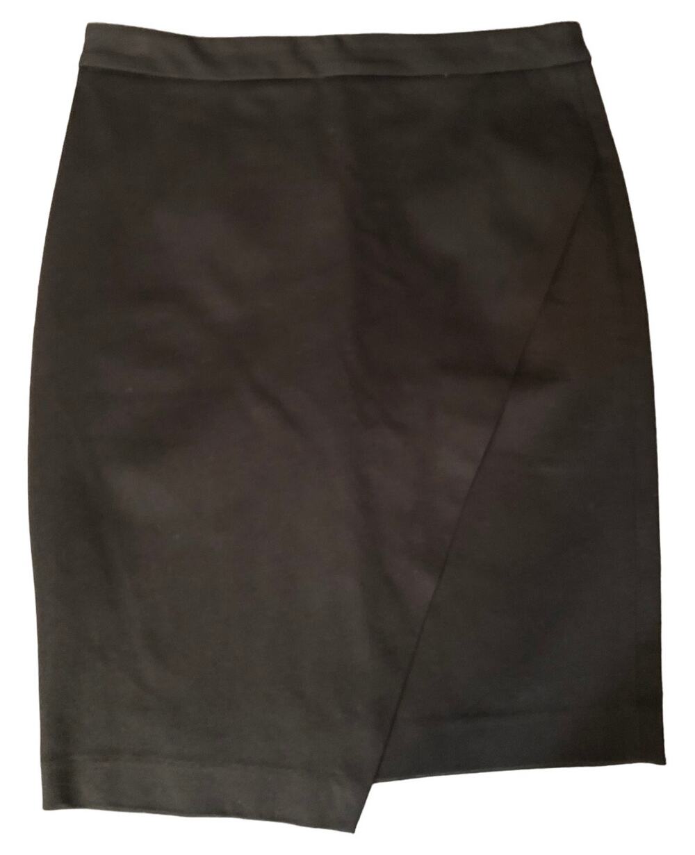 Banana Republic Black Faux Wrap Pencil Zip Mini Skirt Size 0